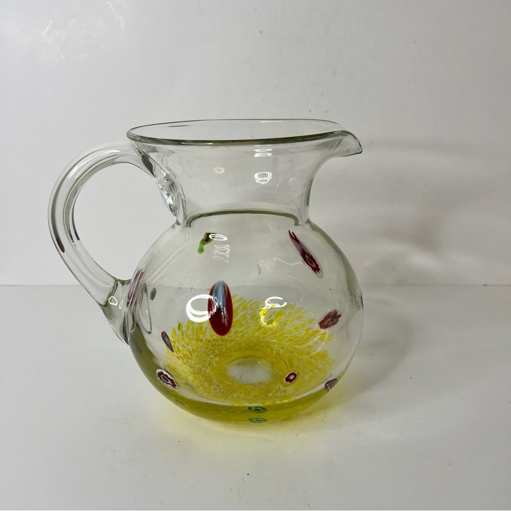 Millefiori Hand Blown Sangria Glass Pitcher - Picture 3 of 6